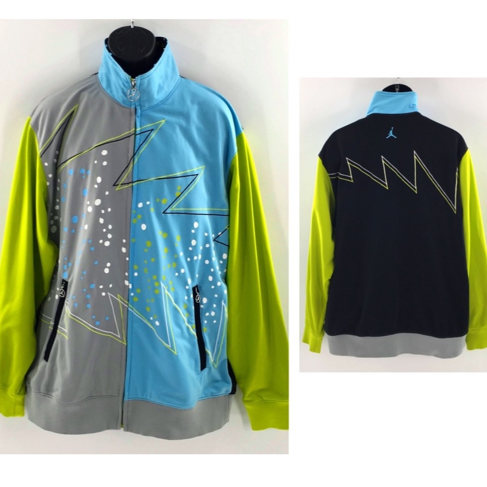 Jordan Mens Track Jacket Y2k Vtg Colorblock Grey Blue… Gem
